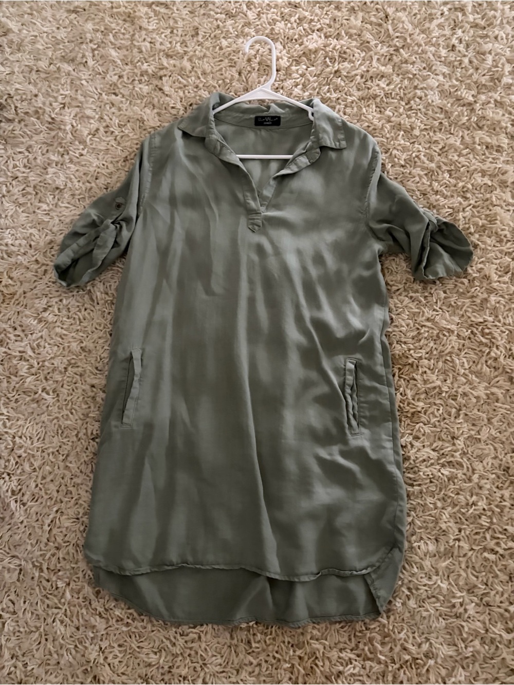 Velvet Heart Olive Green Long Sleeve Shirt Dress